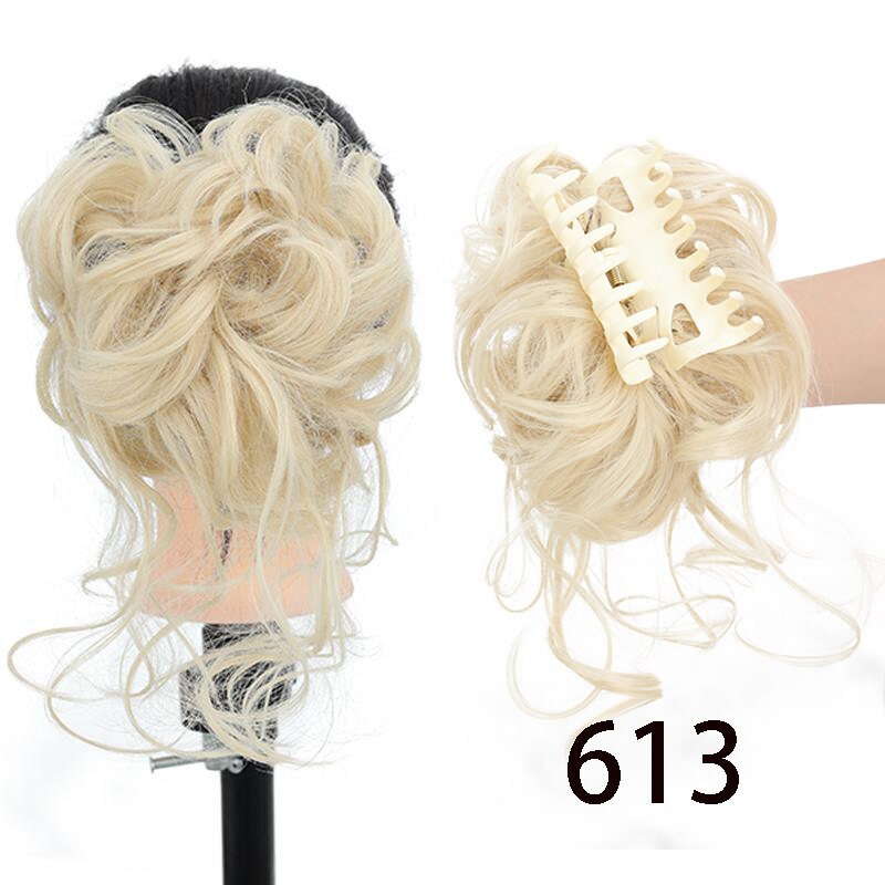 Synthetic Hair Bun Messy Scrunchies Hairpiece Accessories Claw Clip Chignon Curly Fake Hair Elastic Hair Band for Women