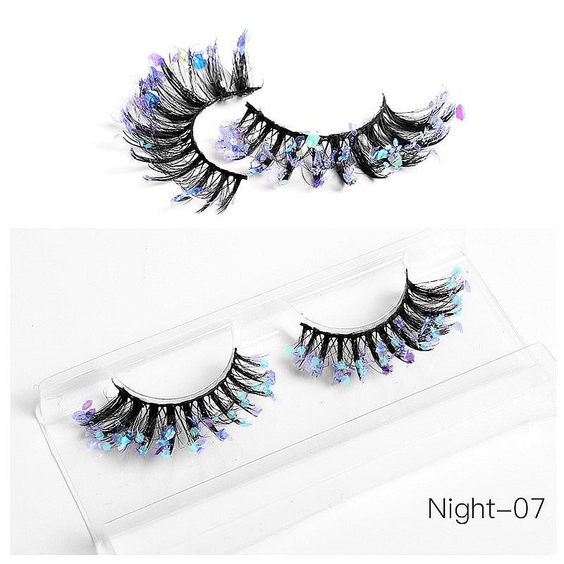 3D Diamond Shiny Fluffy Handmade Faux Mink Dramatic Decoration Eye Dress up EyeLashes Set False Eyelashes Colored Lashes
