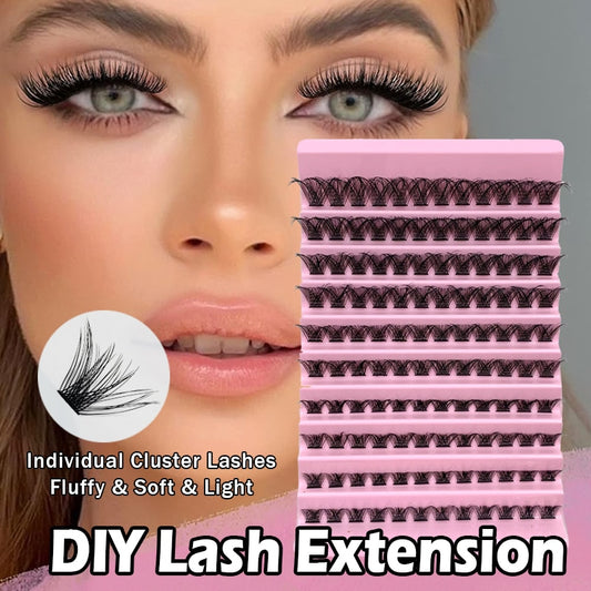 Cluster Lashes 120pcs DIY Eyelash Extension D Curl Individual Lashes Mixed Tray Faux 3D Mink Lash Clusters Elashes