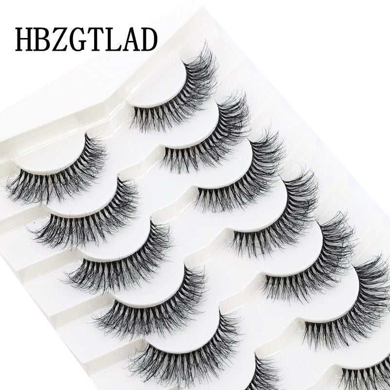 4/7 Pairs 3D Mink Lashes Natural Long Full Strip Lashes Transparent Short Mink EyeLashes Style False Eyelashes