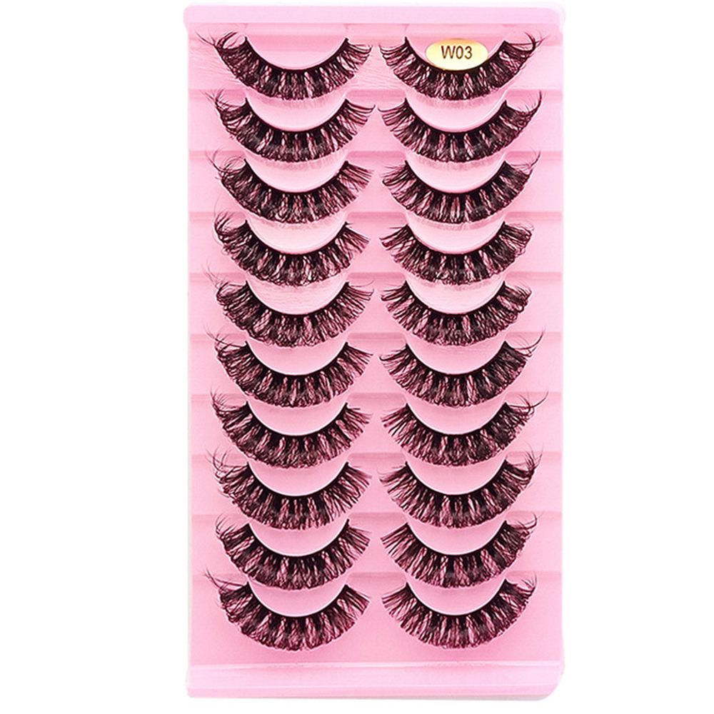 10 Pairs 6D Faux Mink Russian Strip Lashes D Curl Lash Extension 15-25mm Natural Soft Fluffy Eyelashes Reusable