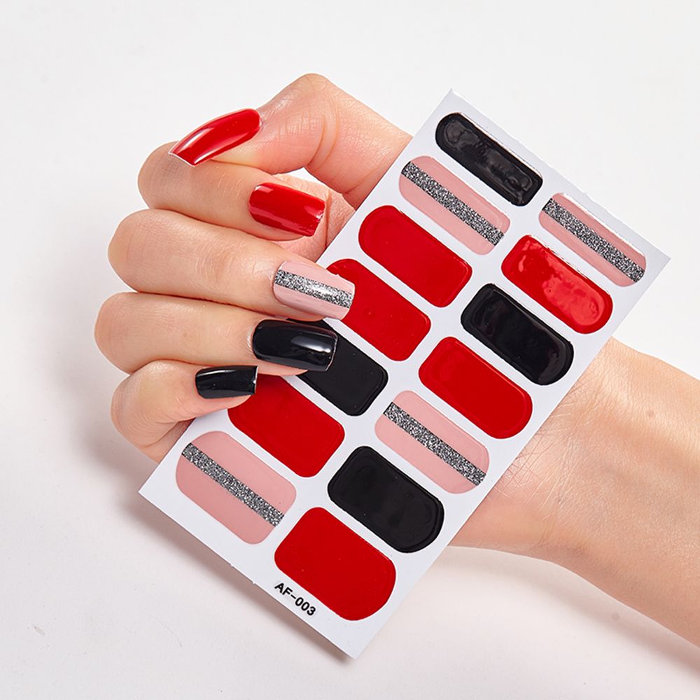 24 Pcs Artificial Wavy Line Long Round Almond False Nails Wearable French Fake Nails Full Cover Nail Tips Press On Nails