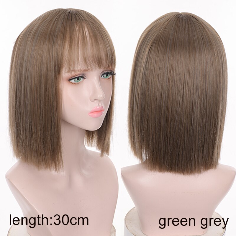 Synthetic Short Water Wave Cosplay Bob Wig with Bangs Heat-resistant Fiber Lolita Wigs For Women Daily Wear