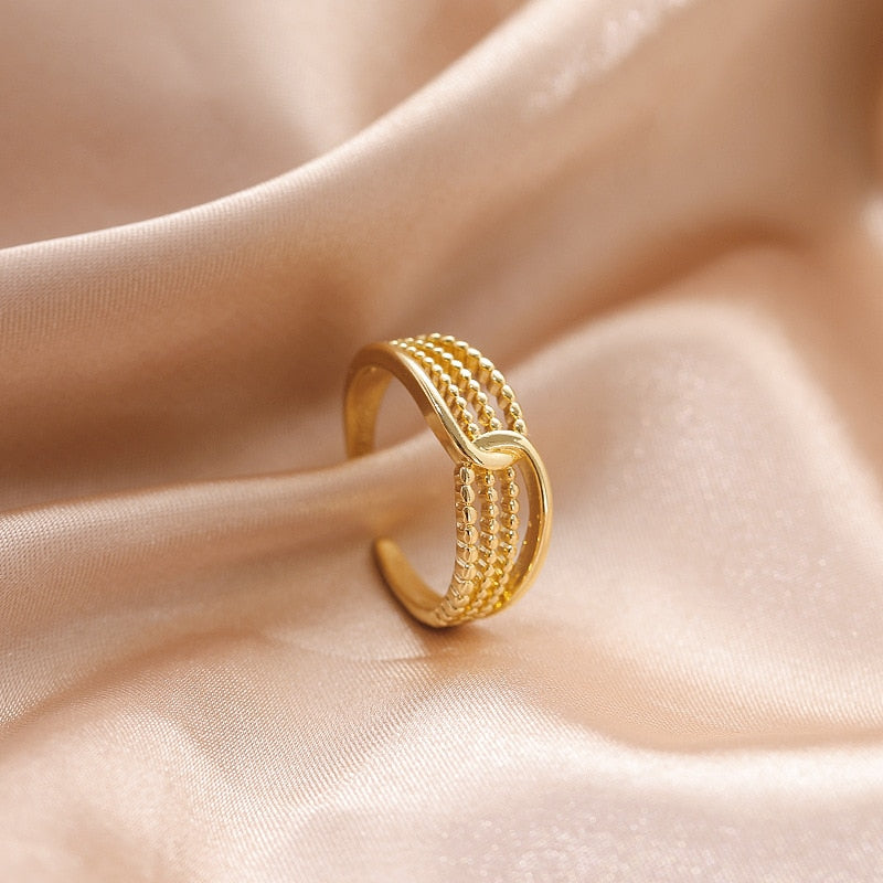Luxury Gold Color Pearl Zircon Rings Vintage Sexy Open Joint Elegant
