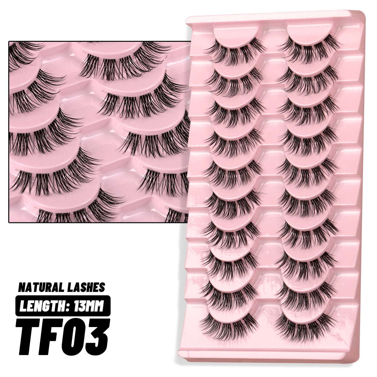 Clear Band Lashes Natural Look Wispy Mink Eyelashes Fluffy 16mm Cat Eye Lashes Pack 5D 10 Pairs Fake Eyelashes