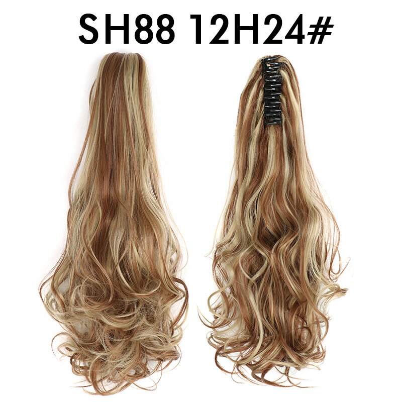 Synthetic Claw Clip Ponytail Extension Wavy Ponytail Long Straight Hair Ponytail Extension Clip Type Ladies Wig