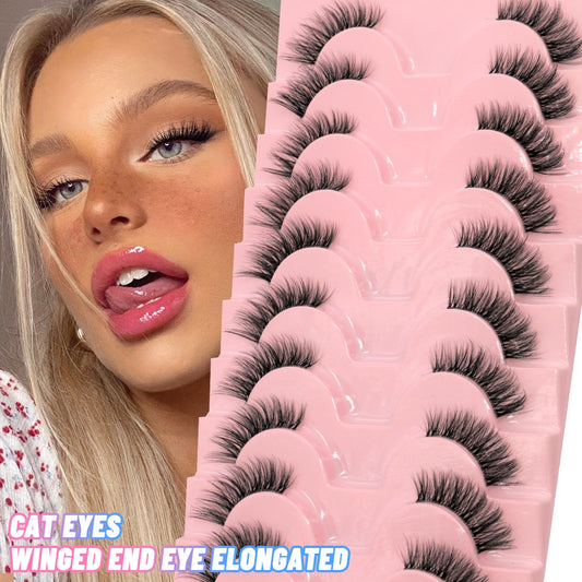 10pairs Clear Band Eye Lashes Mink Eyelashes Crisscross Transparent Band False Eyelashes Natural False Lashes