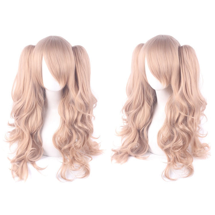 Ladies Long Lolita Double Ponytail Cosplay Synthetic Wig Half Black Half Red Halloween Gold Pink Red Halloween Party Wig