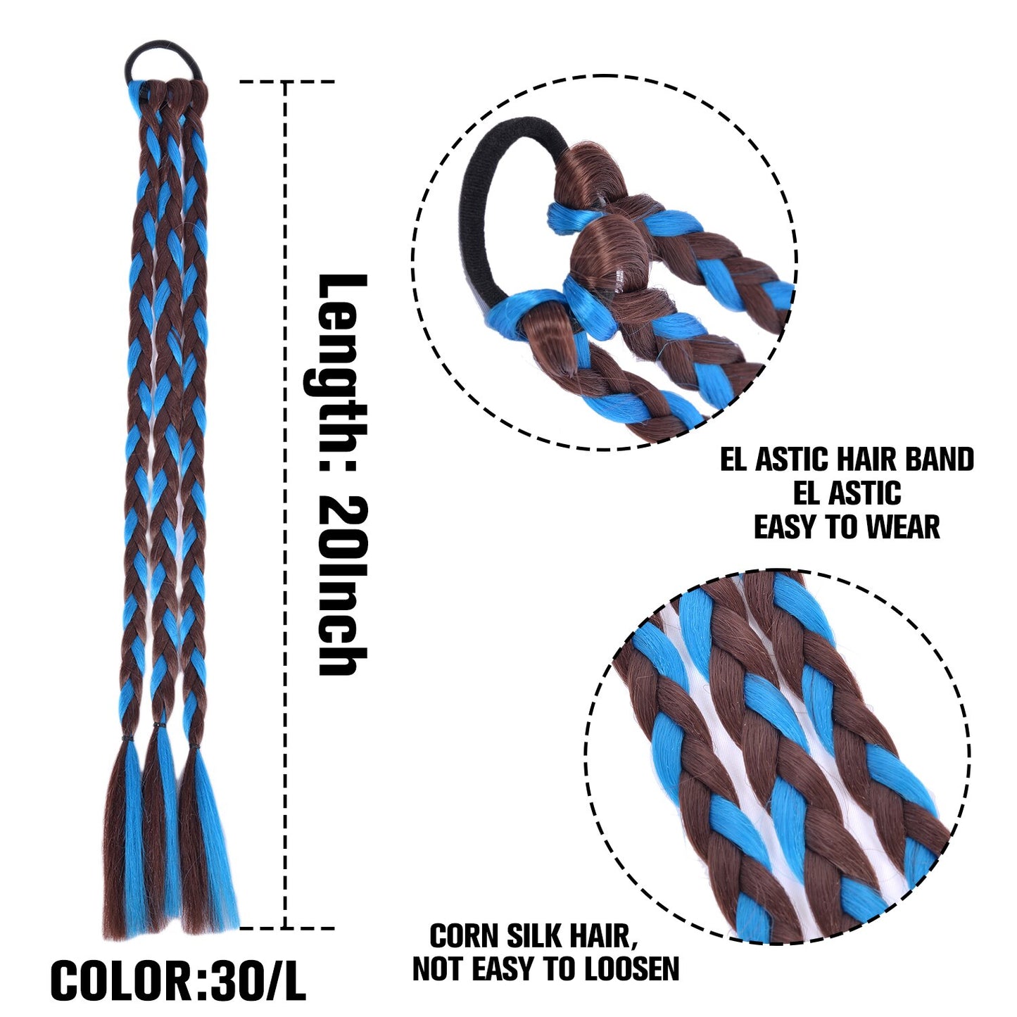 Synthetic Heat Resistant Braided Fishtail Fishbone Drawstring Ponytail Hairpiece Blonde Hair Extensions For Woman