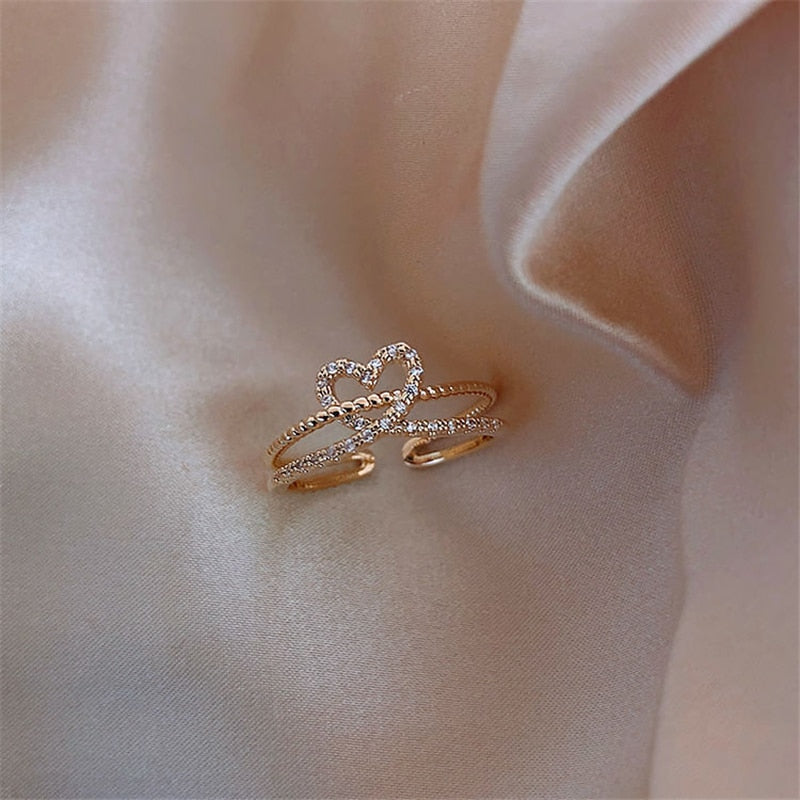 Luxury Gold Color Pearl Zircon Rings Vintage Sexy Open Joint Elegant