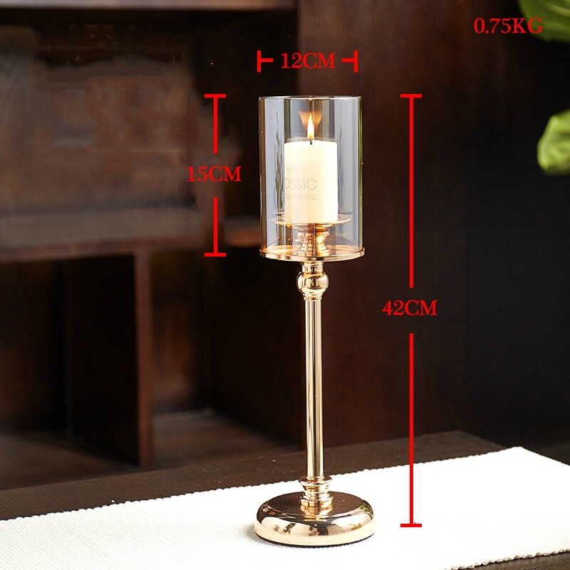 European Metal Crystal Candle Lantern Gold Candle Holders Wedding Center Table Candlesticks Parties Home Decor