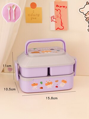 Kawaii Portable Lunch Box Girls School Kids Plastic Picnic Bento Box Microwave Food Box with Compartment Storage Container