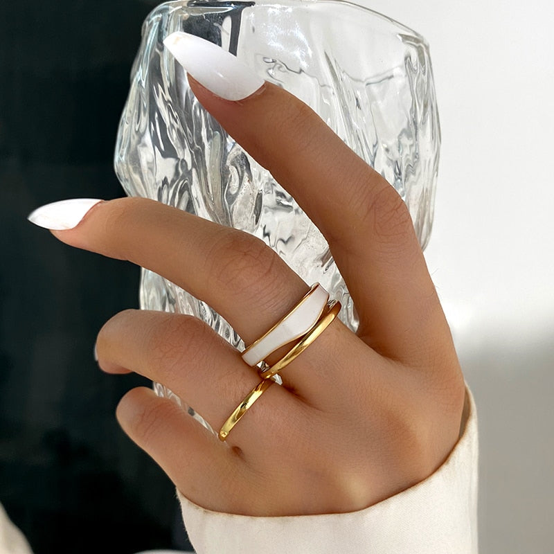 Boho Gold Color 22pcs Heart Rings Set For Women Vintage Geometric Cross Pearl Butterfly Finger Ring Women Jewelry