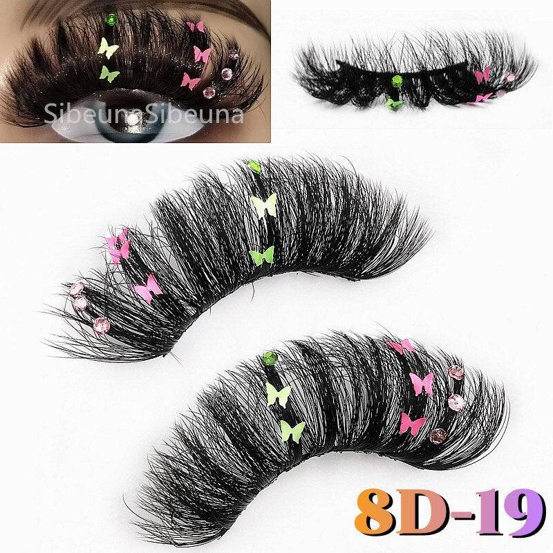 Colored Diamond Glitter 8D False Eyelashes Color Sequin Fuax Mink Lashes Natural Long Stage Colorful Rainbow eyelashes
