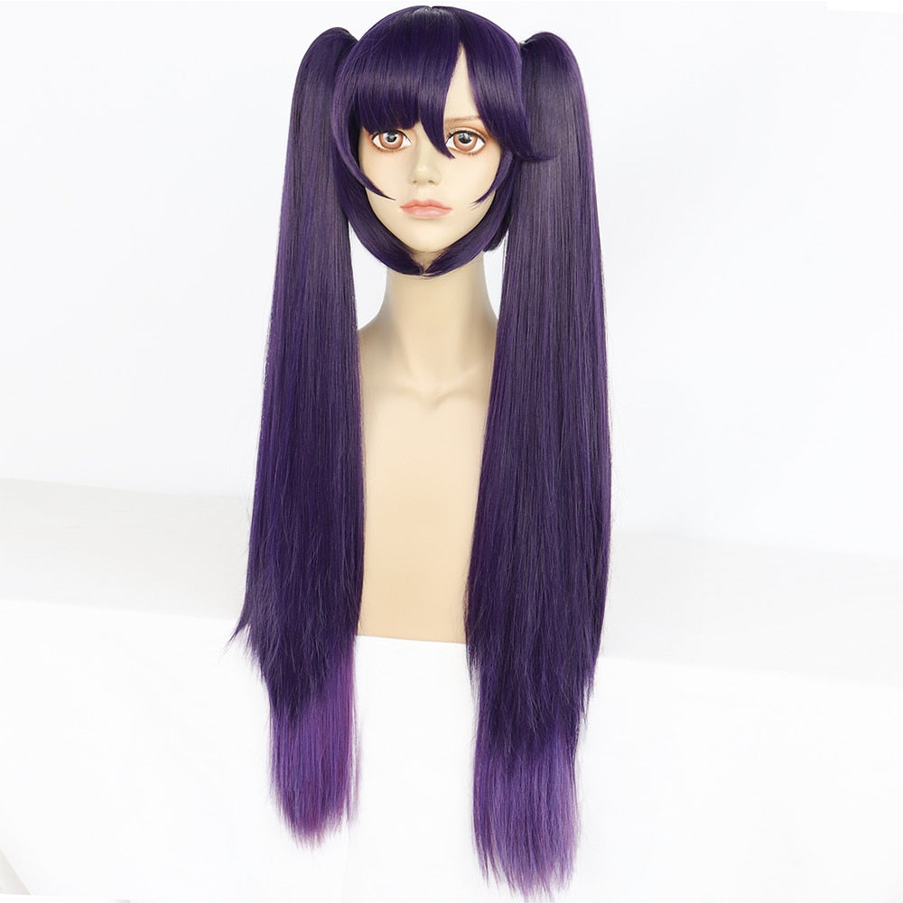 Game Genshin Impact - Hutao Cosplay Wig Purple Long Straight Hair Halloween Party Heat Resistant Synthetic Cosplay Wig