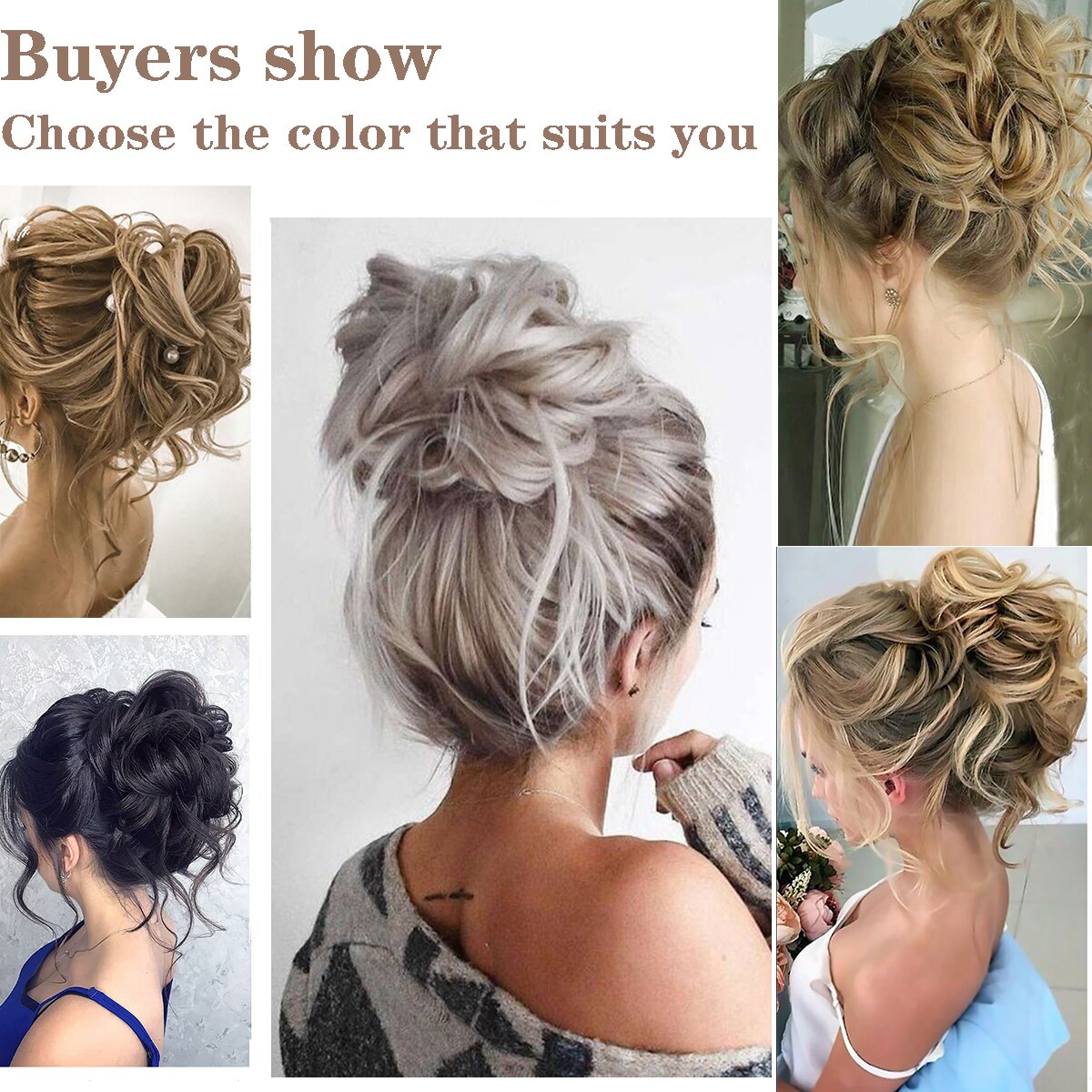 Synthetic Hair Bun Messy Scrunchies Hairpiece Accessories Claw Clip Chignon Curly Fake Hair Elastic Hair Band for Women