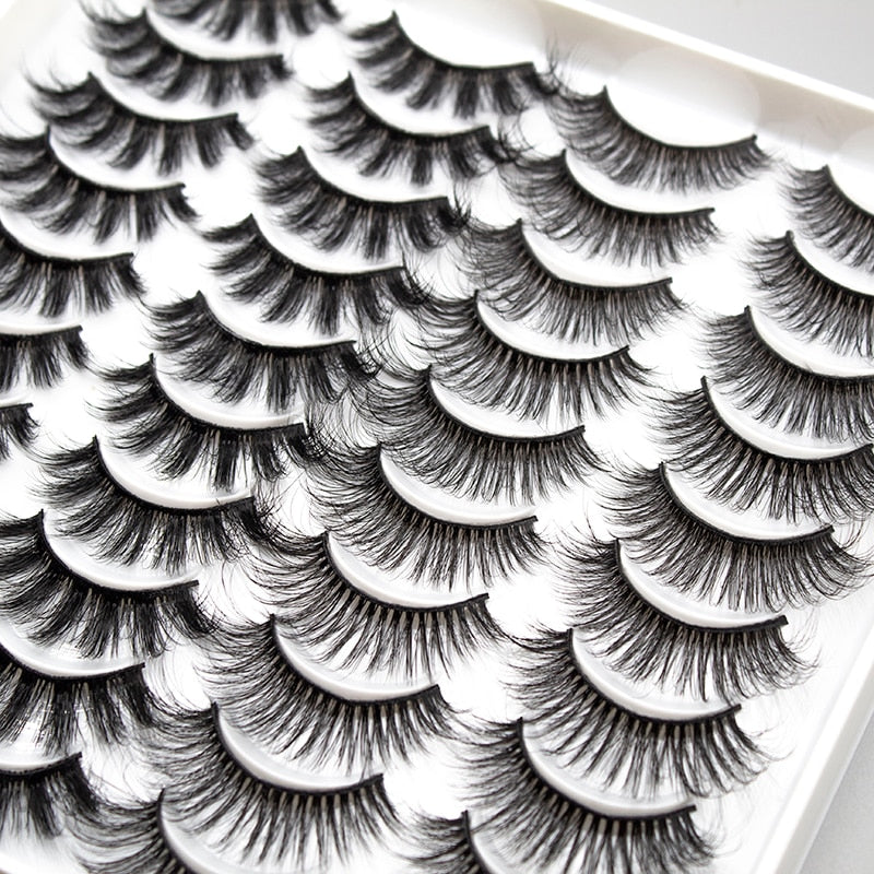 20 Pairs Mink Fluffy Lashes Eyelash Extension Natural False Eyelashes Dramatic Volume Lashes Reusable Lashes