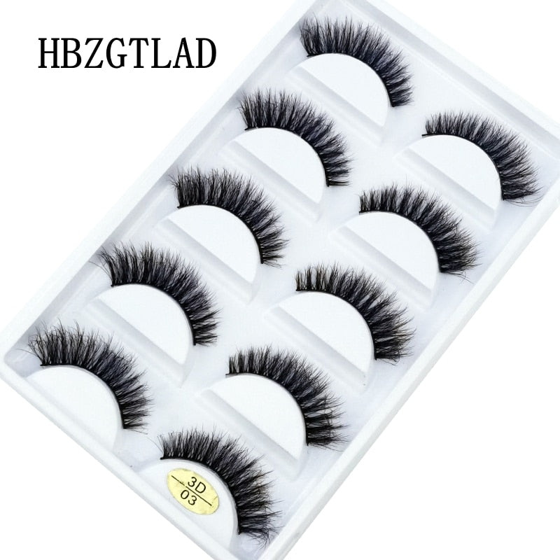 5 Pairs Handmade 3d mink lashes short False Eyelashes Dense Natural Long Messy Eye Lashes Reusable Stage False Eyelashes