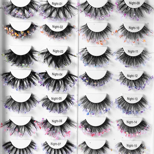 1Pair Colored Lashes Natural Long Butterfly Eyelashes Handmade Full Strip Faux Mink Lashes With Butterflies Luminous Eyelash