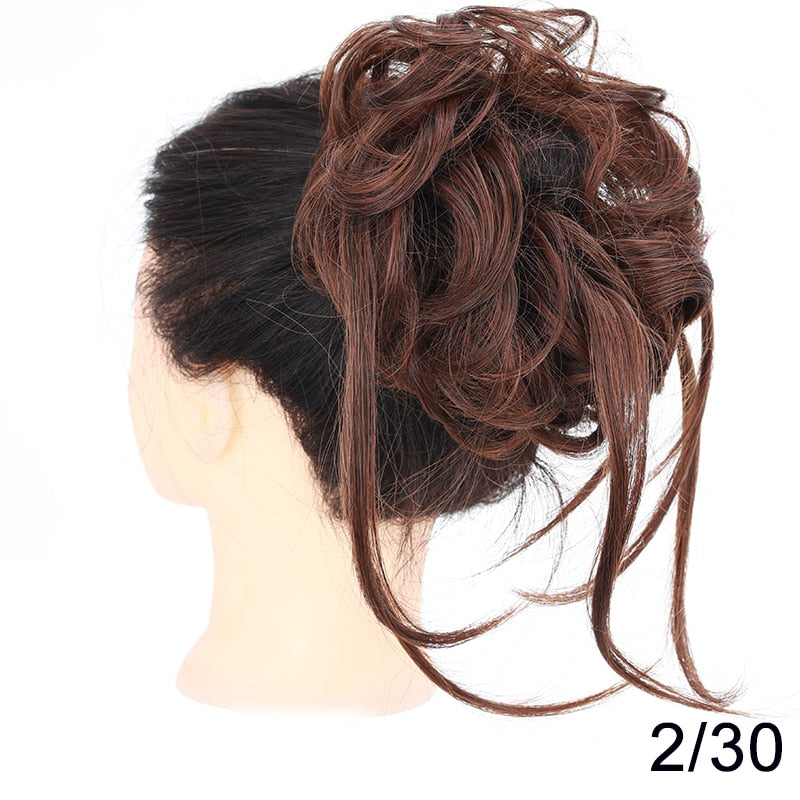 Synthetic Messy Chignon Scrunchies Natural Curly Hair Bun Pieces Fake False Hairpieces For Women Ponytail Extensions