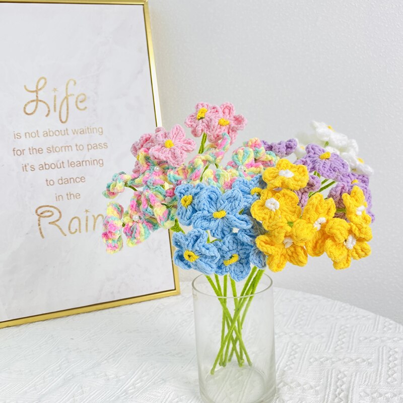 1pcs Hand-Knitted Flower Daisy Flower Lavender Sunflower Knitting Flower Knit Home Decor