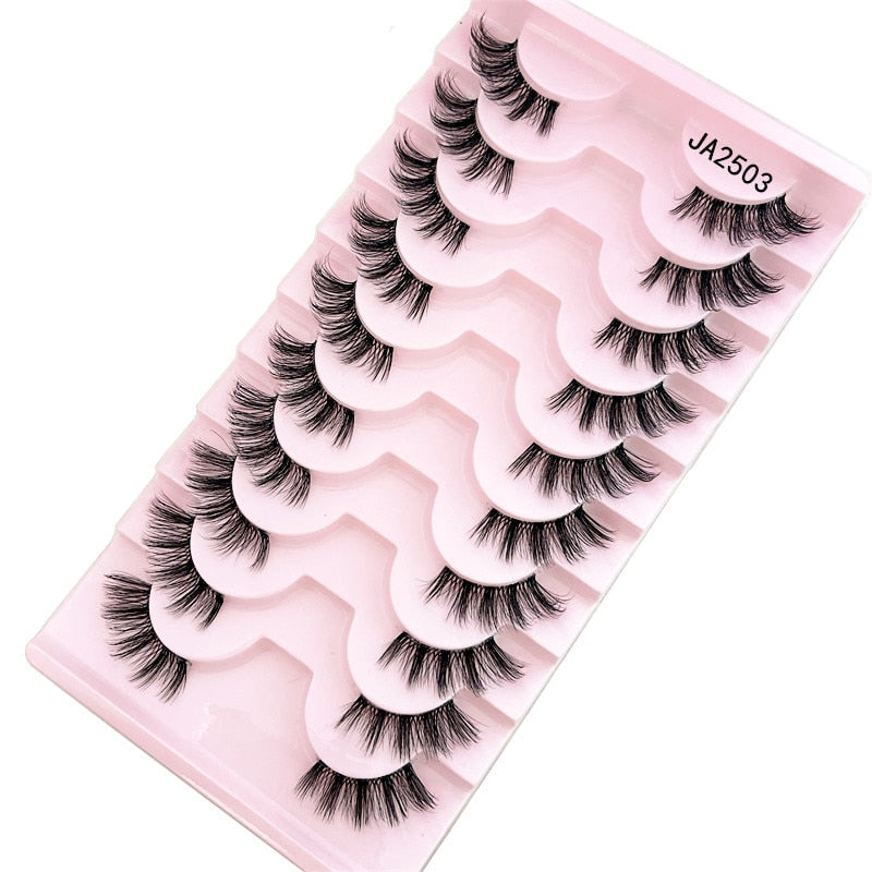 10 Pairs Mink Eyelashes Clear Band Eye Lashes Crisscross Transparent Band False Eyelashes Handmade Dramatic Lashes Upper Lashes