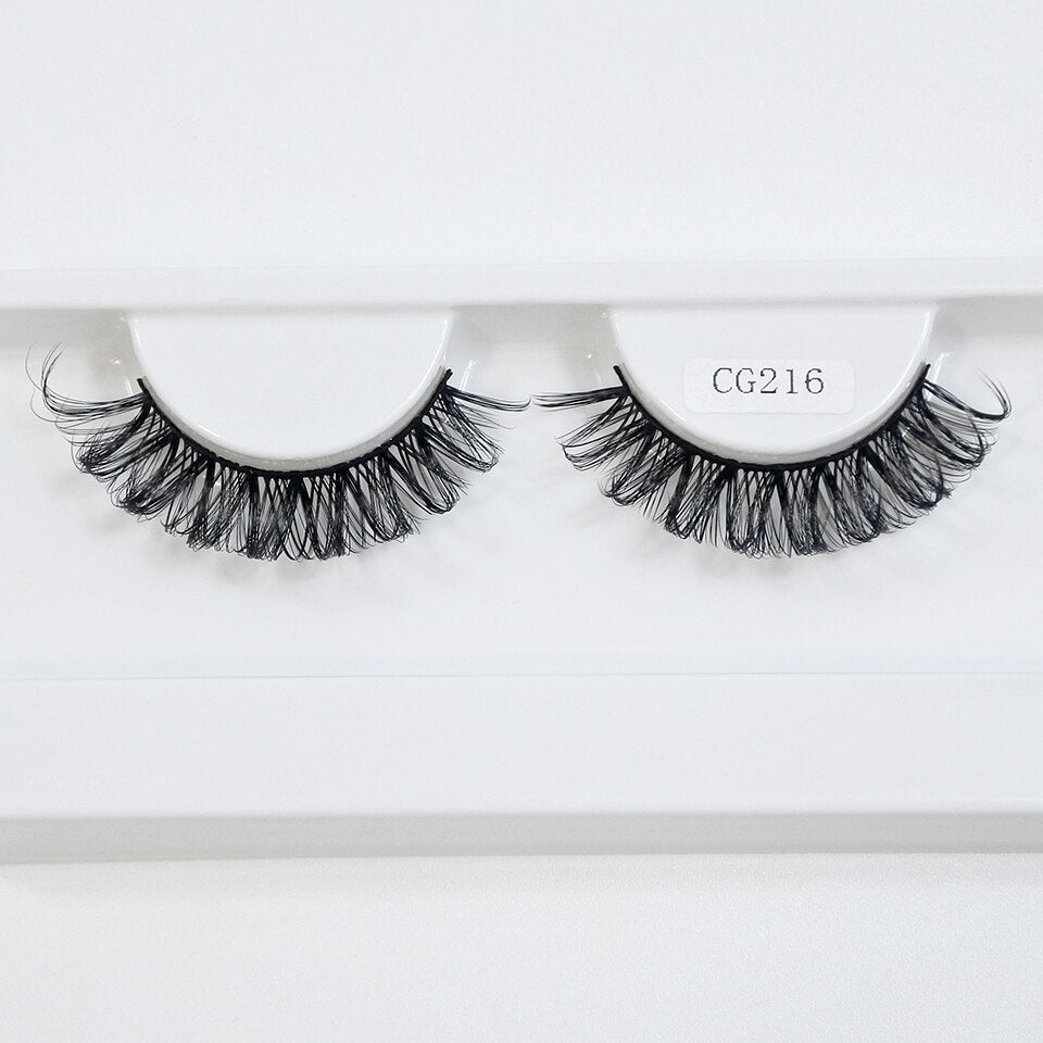 Classic Hybrid Volume Lashes Wispy D Curl Short Russian Strip Lashes False Eyelashes