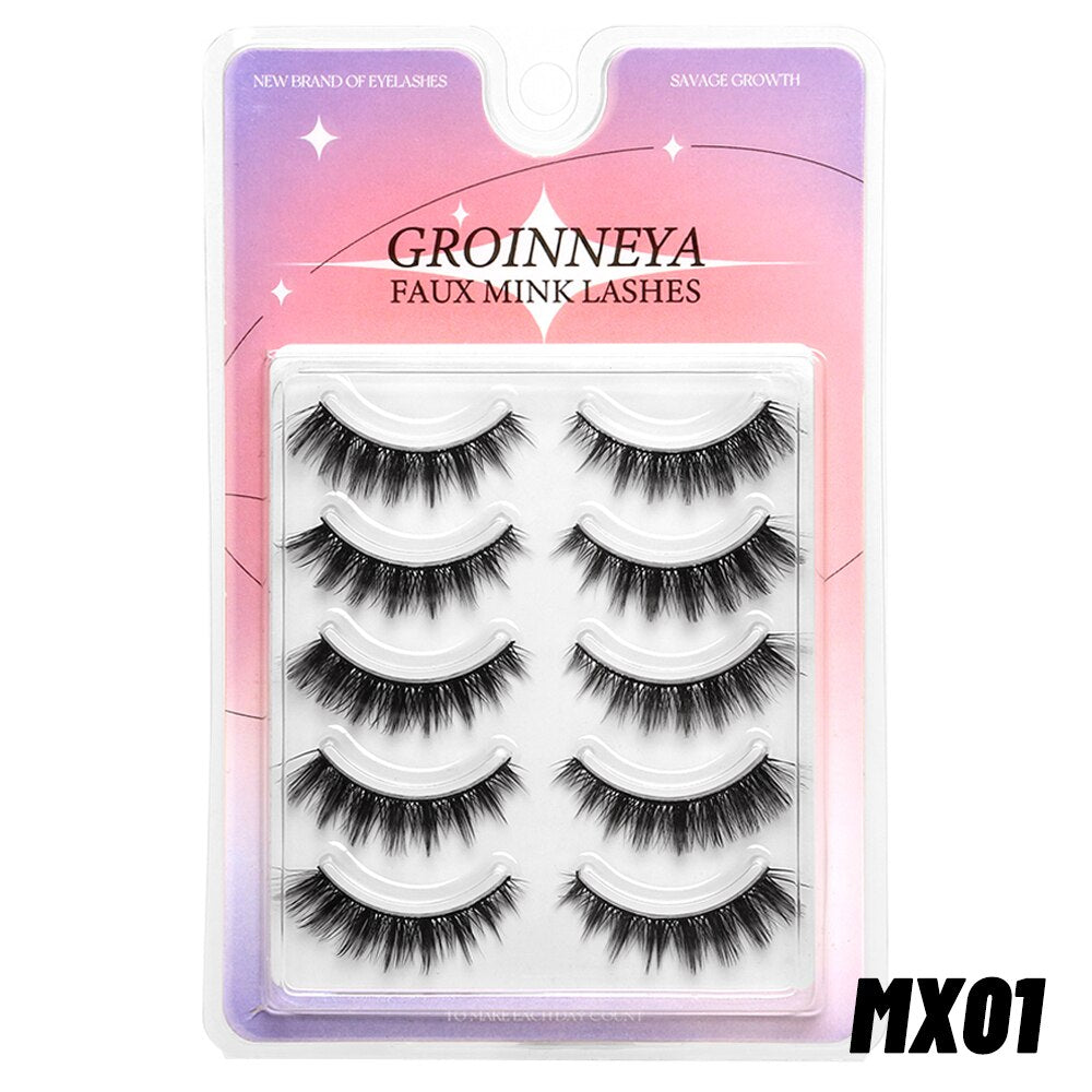 Manga Lashes 5 pairs Natural False Eyelashes Individual Clusters Wispy Mink Eye Lashes cosplay