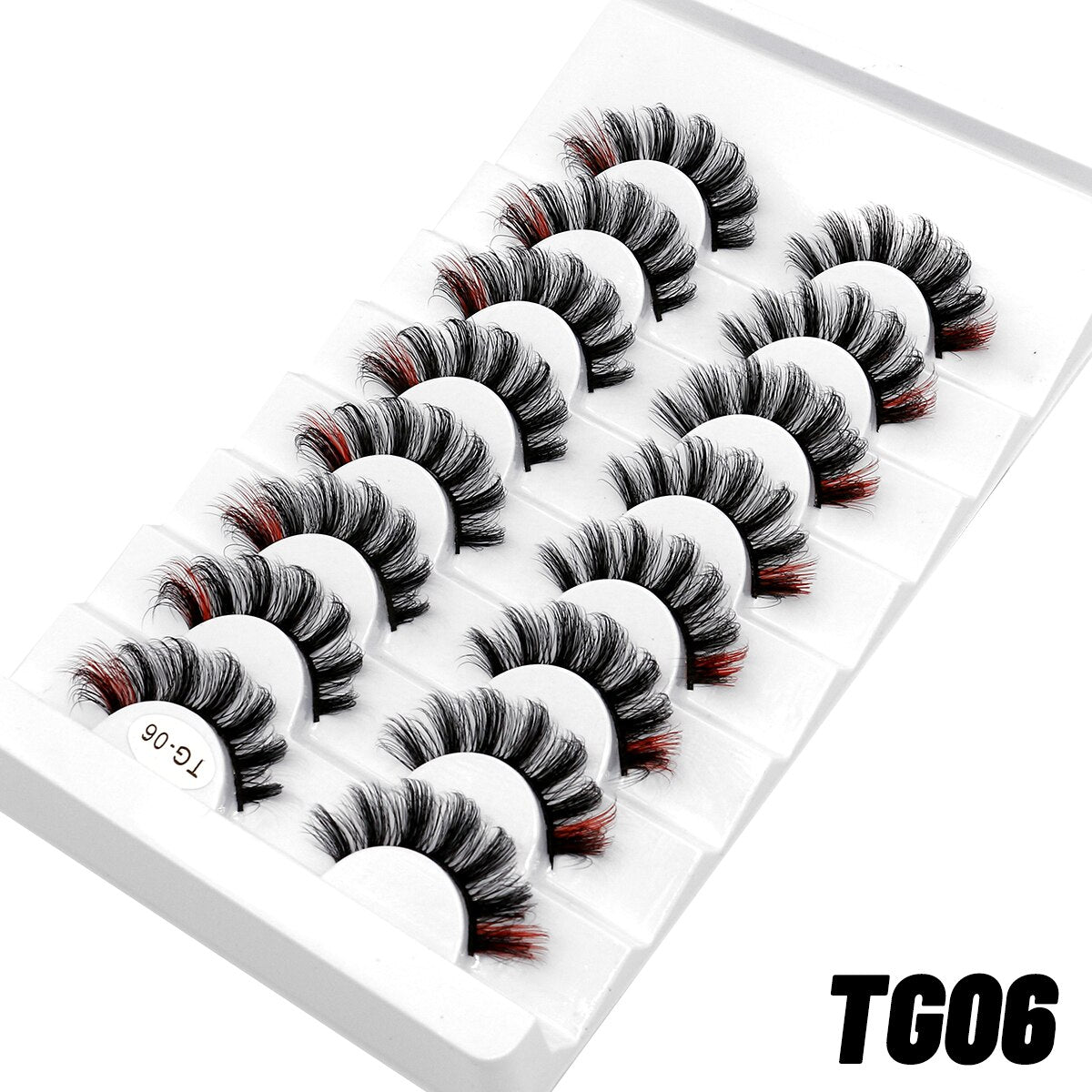 5/8pairs Colored Eyelashes Wispy Mink Lashes Natural Fluffy Cat Eye Lashes Strip 5D False Eyelashes