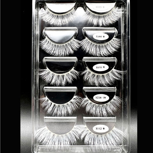 Mix 5 Pairs of White Natural Cross False Eyelashes Anime Imitation Masquerade Must Use False Eyelashes Exaggerated