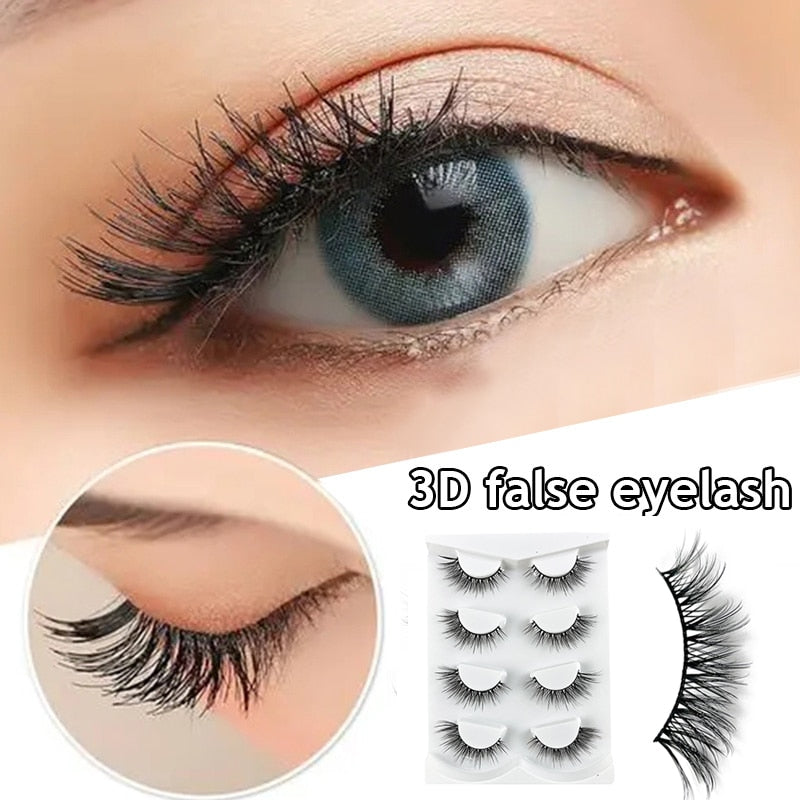4 Pairs Eyelashes Extension Natural False Eyelashes Cross Long Winged Eyelash End Eye Elongated Big Eye Lashes Lolita Eyelashes