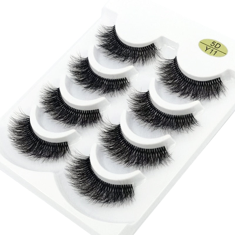 4 pairs 3D mink lashes natural long invisible thin band fake lashes curl transparent soft eyelashes