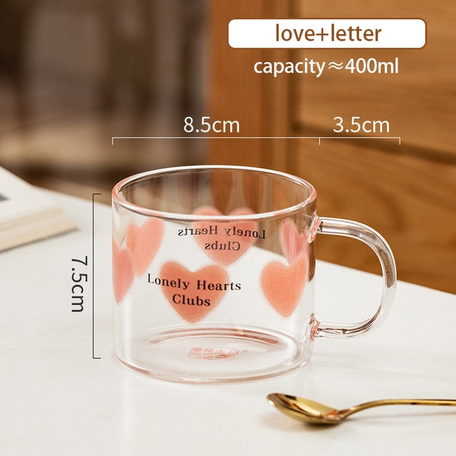Cartoon Flower Coffee Mug Glass Water Cup Handgrip Milk Breakfast Drinkware Cup