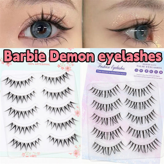 3/5 Pairs Set Cos Cross False Eyelashes Lash Extension 3D Bunch Japanese Fairy Little Devil Cosplay