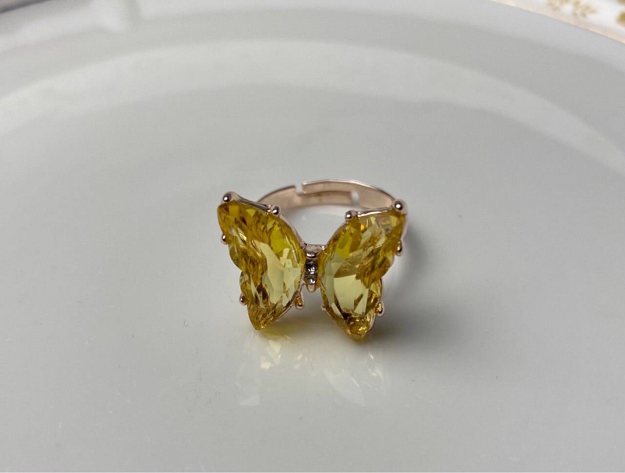 Crystal Butterfly Rings for Women Atmospheric Luxury Anillos Romantic Gift Alloy Ornaments