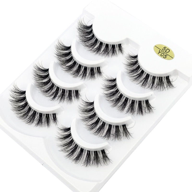 4 pairs 3D mink lashes natural long invisible thin band fake lashes curl transparent soft eyelashes