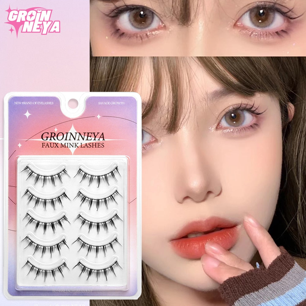 Manga Lashes 5 pairs Natural False Eyelashes Individual Clusters Wispy Mink Eye Lashes cosplay