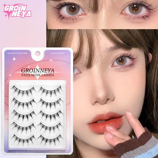 Manga Lashes 5 pairs Natural False Eyelashes Individual Clusters Wispy Mink Eye Lashes cosplay