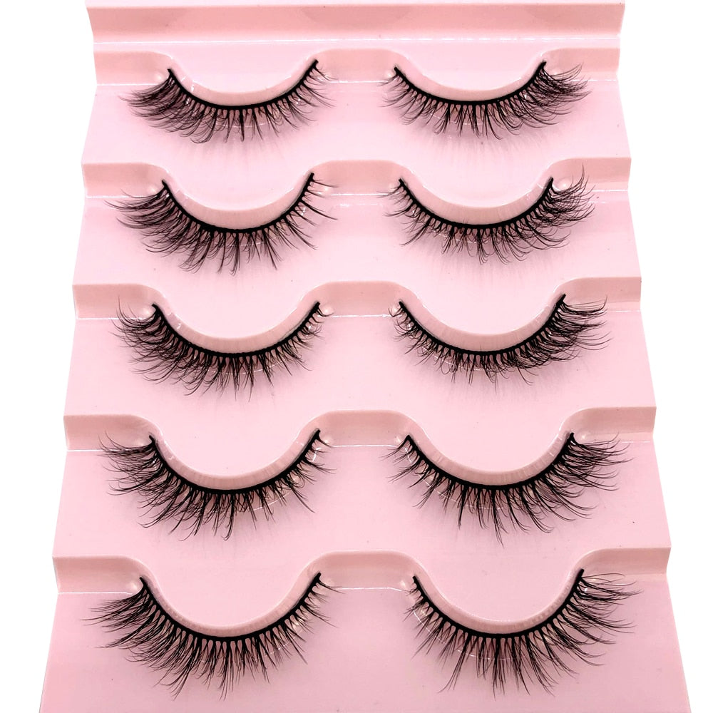 5 pairs natural fluffy 3D mink false eyelashes fake lashes Mink Lashes extension eye lashes short eyelashes