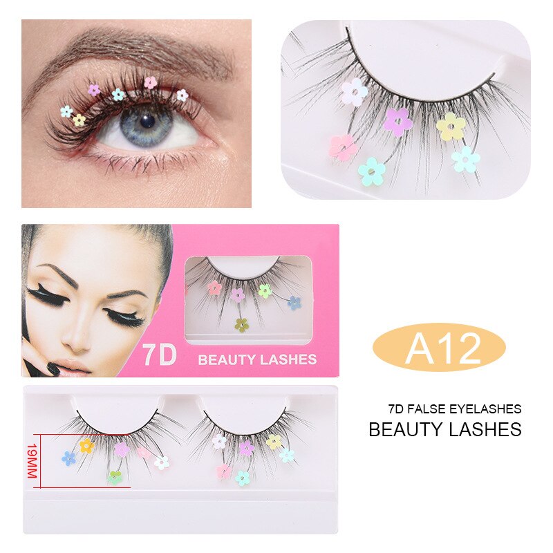 7D Mink Sequins False Eyelashes Peach Heart Glitter Stickers Extension Curler Natural Eye Lashes