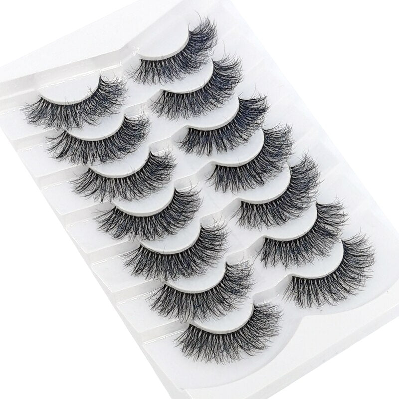 4/7 Pairs 3D Mink Lashes Natural Long Full Strip Lashes Transparent Short Mink EyeLashes Style False Eyelashes
