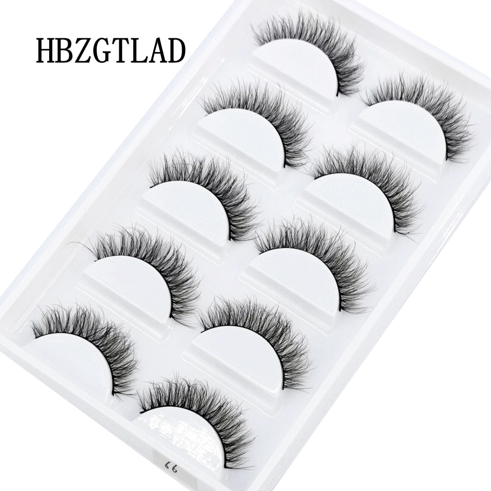 5 Pairs Handmade 3d mink lashes short False Eyelashes Dense Natural Long Messy Eye Lashes Reusable Stage False Eyelashes