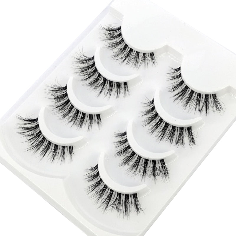 4 pairs 3D mink lashes natural long invisible thin band fake lashes curl transparent soft eyelashes