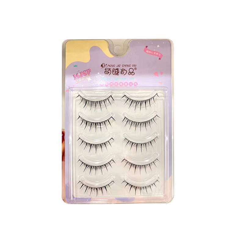 5 Pairs Natural  False Eyelashes Cos Japanese Eyelashes Handmade Transparent Terrier Thick Curling Eyelash