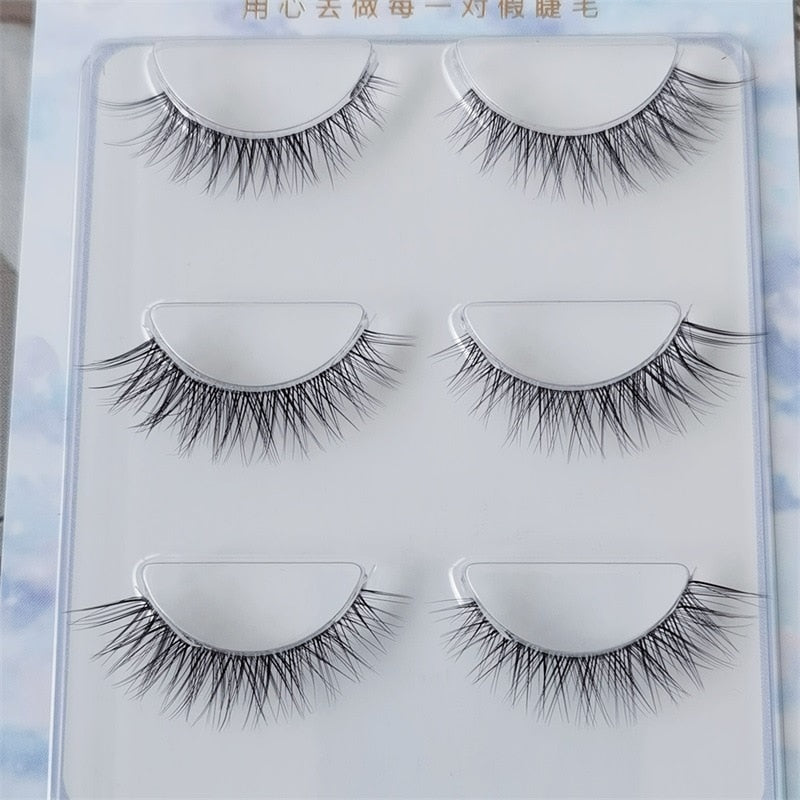 Transparent Terrier 3 Pairs 3D Mink EyeLashes False Lashes Thick EyeLash Lashes Natural Soft Fake EyeLashes