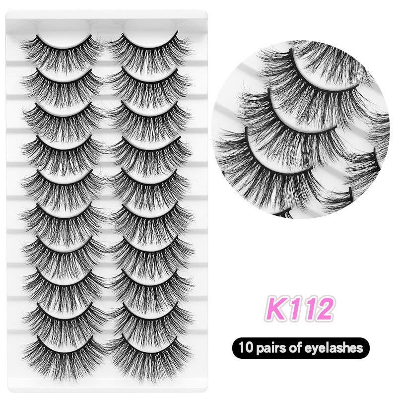 10Pairs Eyelashes Natural Long False Eyelashes Bulk Extension Individual Mink Lashes