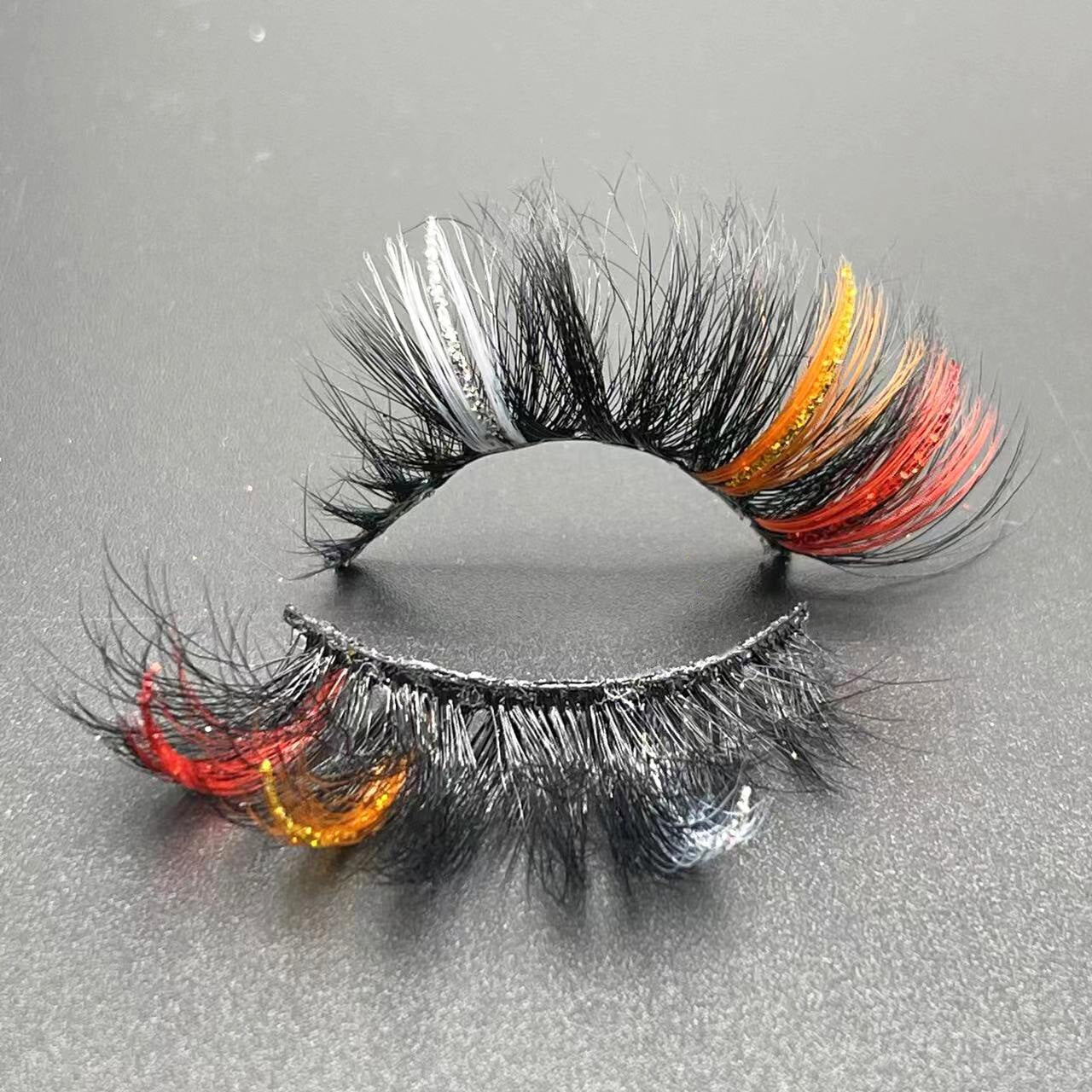 Colored Lashes Glitter Lashes Mink 15mm -20MM Fluffy Color Streaks Cosplay Makeup Beauty Eyelashes