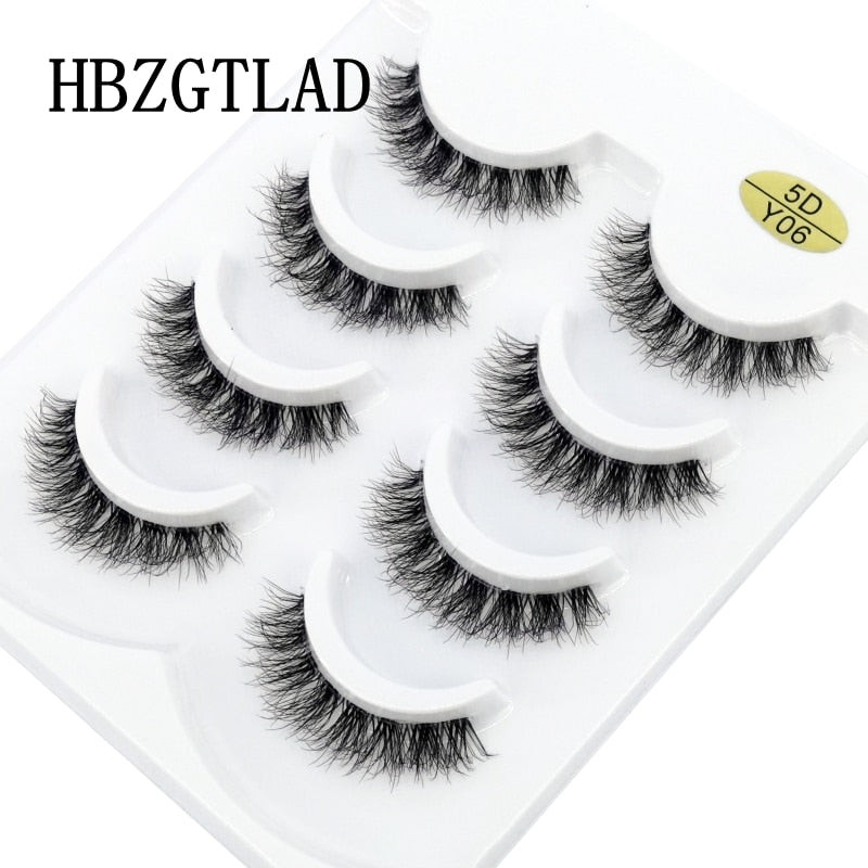 4 pairs 3D mink lashes natural long invisible thin band fake lashes curl transparent soft eyelashes
