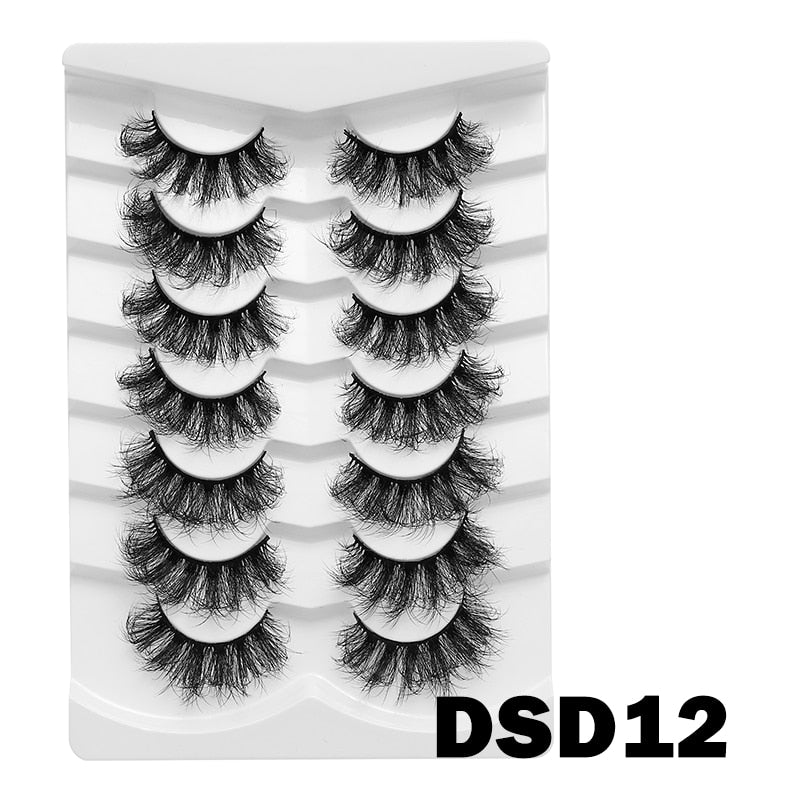5/7/10Pairs Cat Eye Lash False Eyelashes Natural Faux Mink Eyelashes