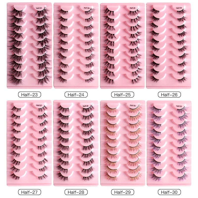 10pairs Half/full eye Mink Eyelashes Clear Band Eyelashes Crisscross Transparent Band False Eyelashes Dramatic Lashes Upper Lash